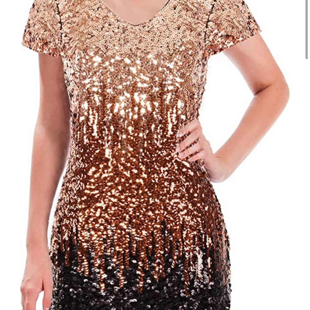 Sequin Glitter Short Sleeve Sexy V Neck Mini Party Club Bodycon Dress